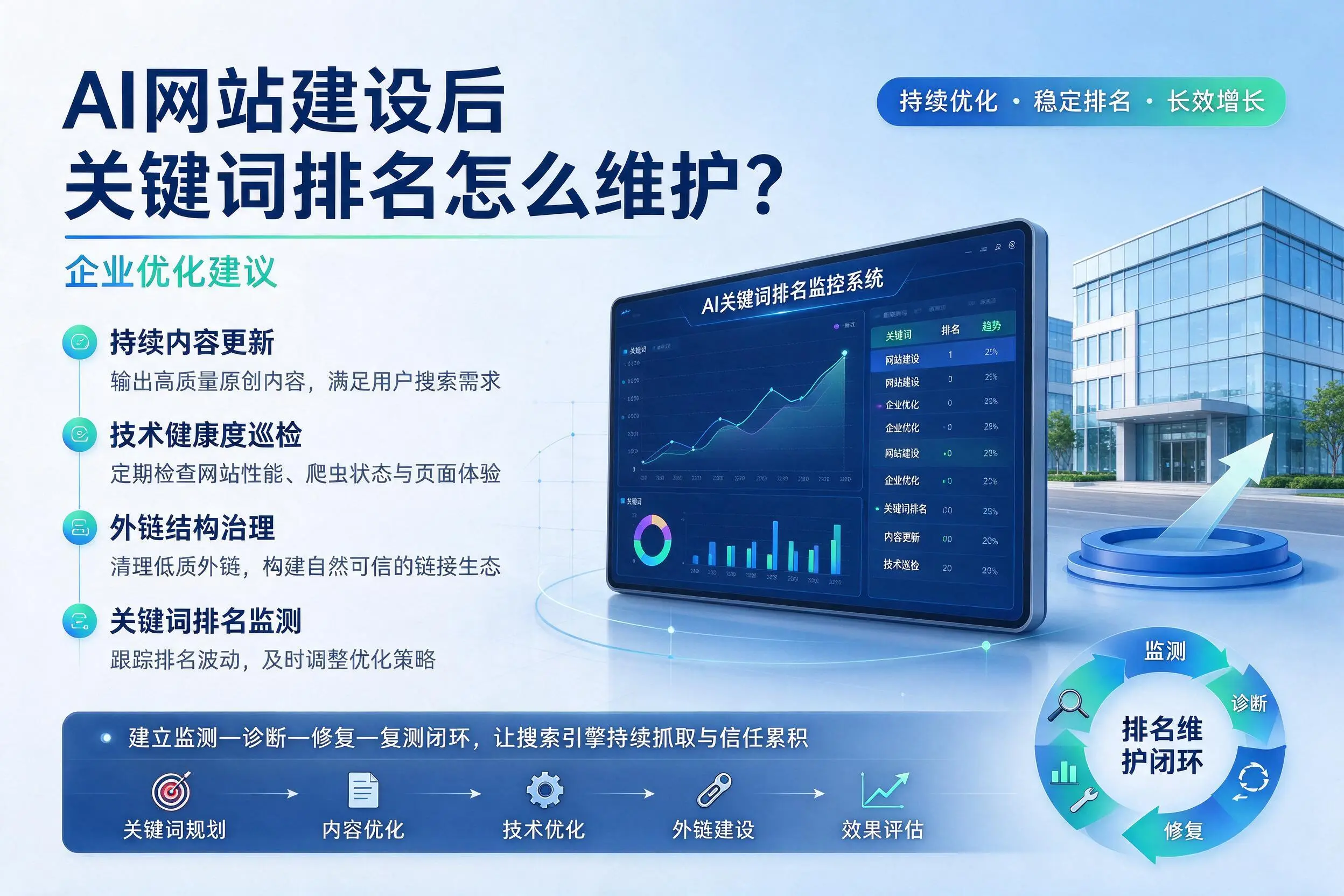 AI网站建设后关键词排名怎么维护?铜仁企业优化建议