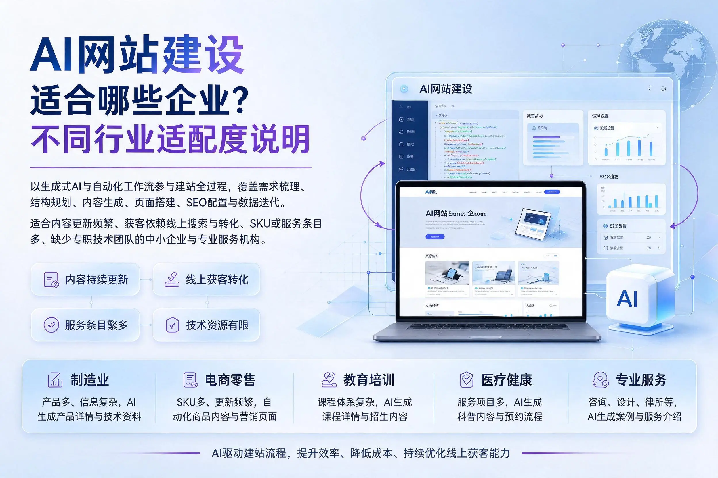 AI网站建设适合哪些企业？铜仁不同行业适配度说明